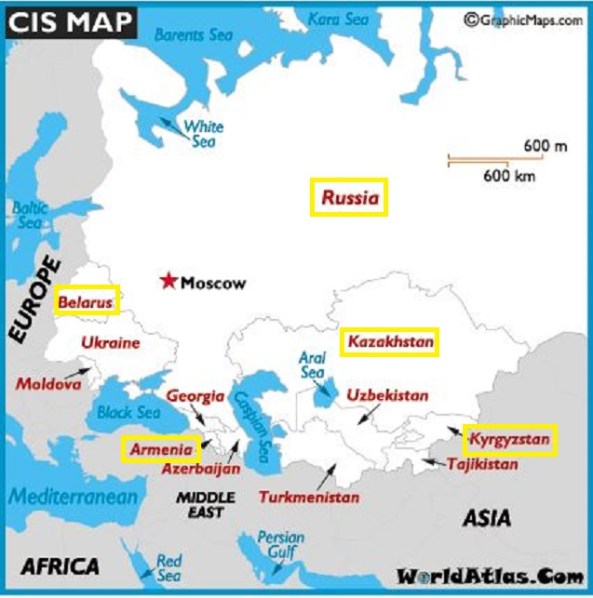 Eurasian Economic Union map